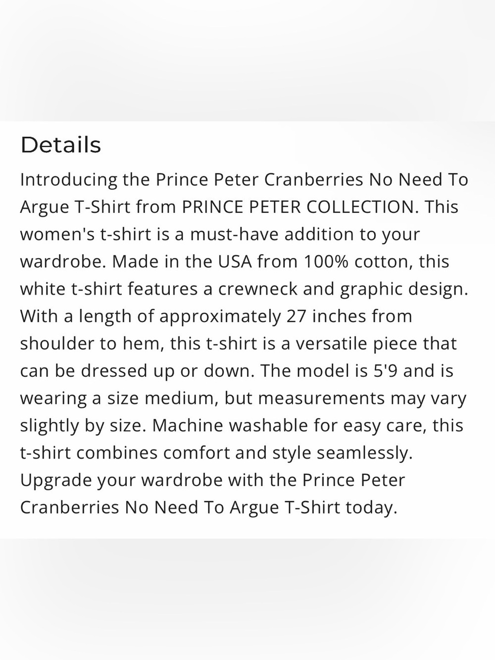 Prince Peter Cranberries No Need To Argue T-Shirt Size Medium NWT 90’s - Picture 6 of 6